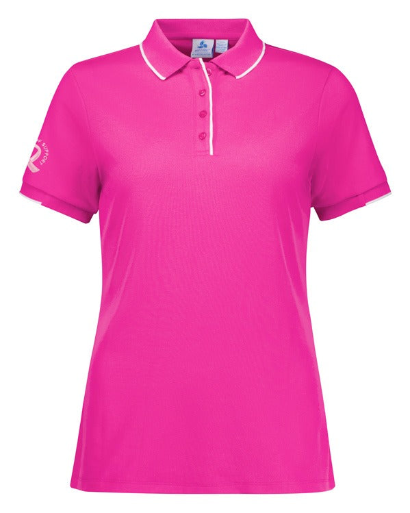 Womens Pink Short Sleeve Polo in Pink