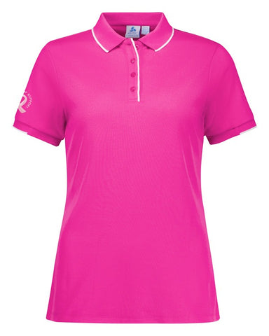 Womens Pink Short Sleeve Polo in Pink