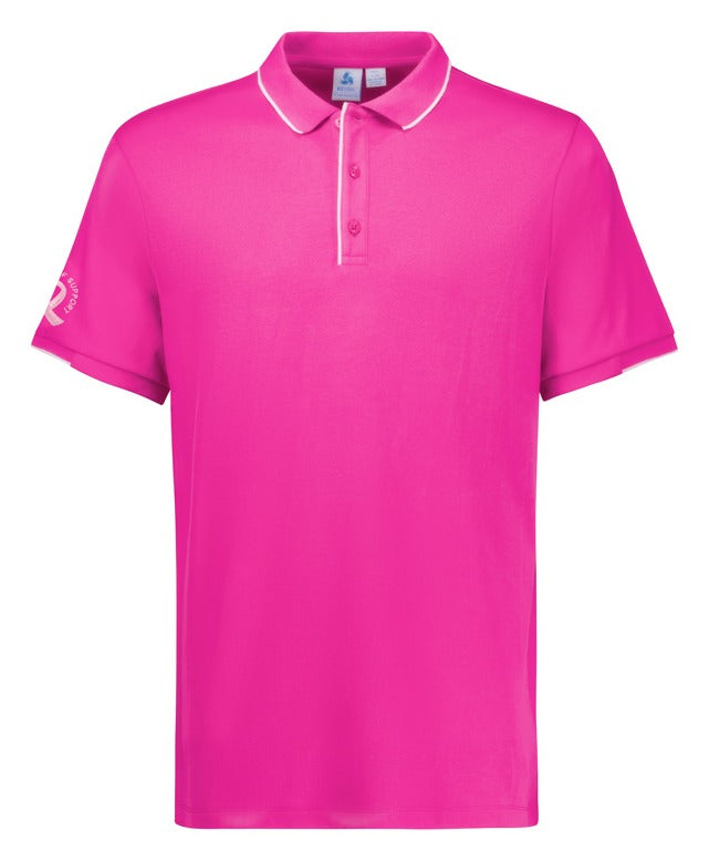 Mens Pink Short Sleeve Polo in Pink