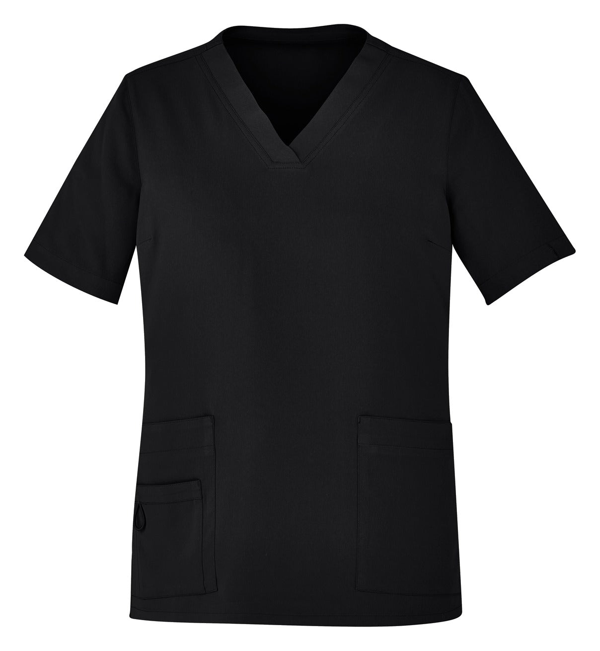 Avery Womens V-Neck Scrub Top Black front view