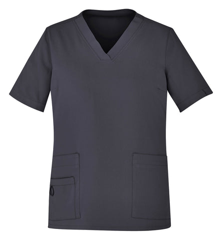 Avery Womens V-Neck Scrub Top Charcoal front view
