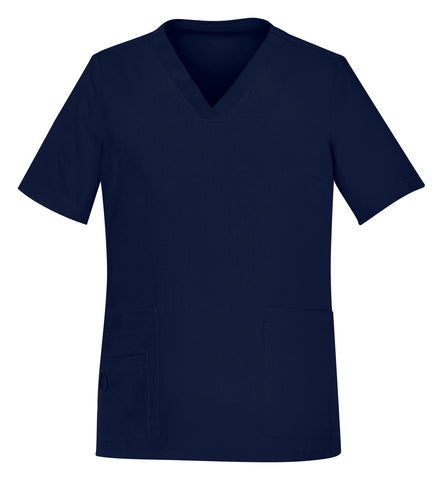 Avery Womens V-Neck Scrub Top Midnight Navy front view