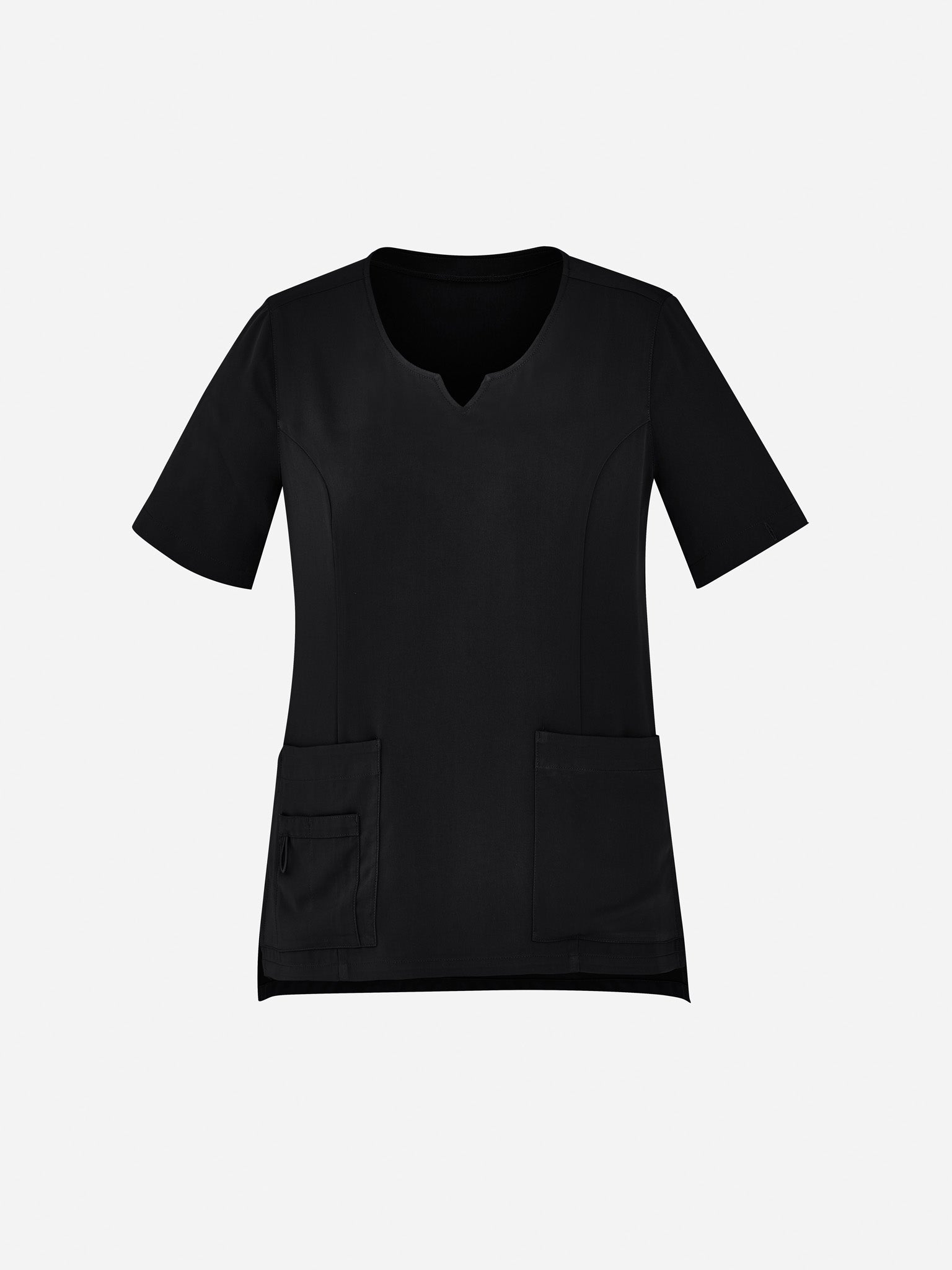 Avery Womens Round Neck Scrub Top Black front view