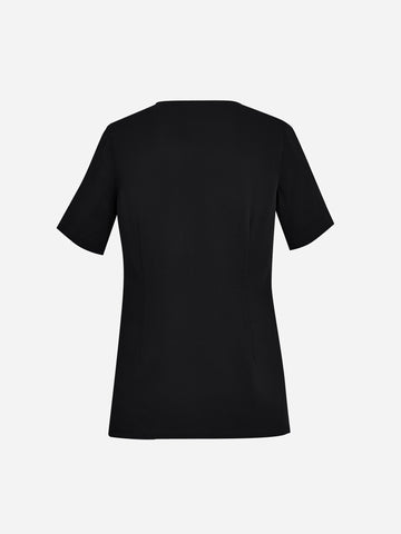 Avery Womens Round Neck Scrub Top Black back view