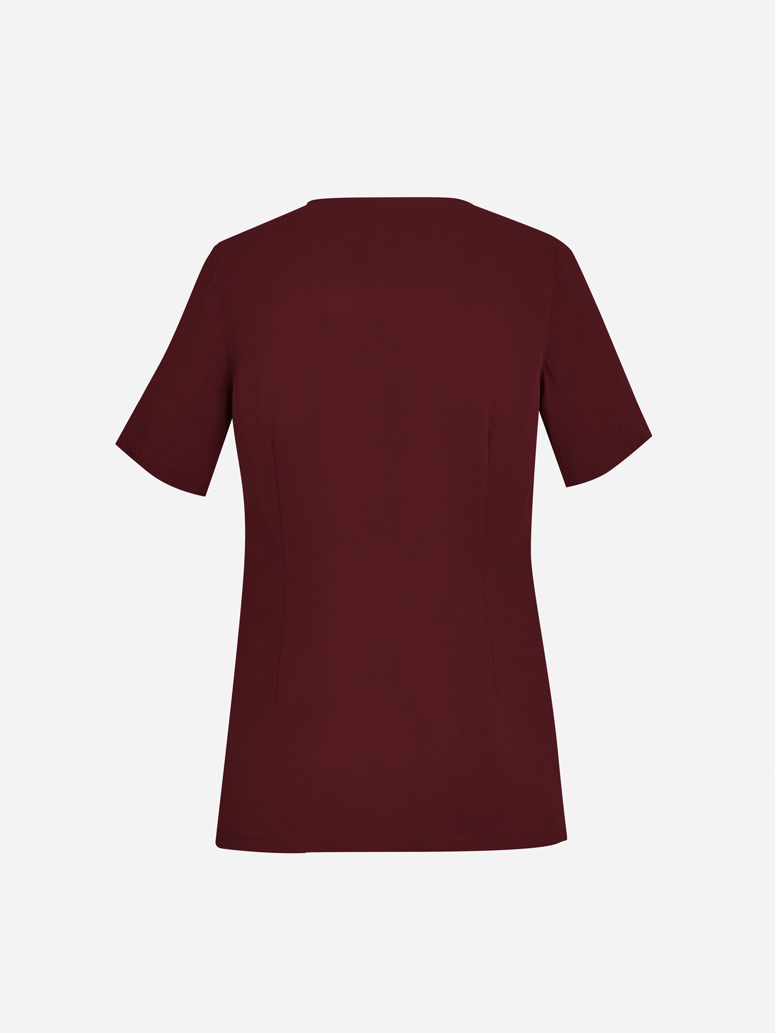 Avery Womens Round Neck Scrub Top Burgundy back view