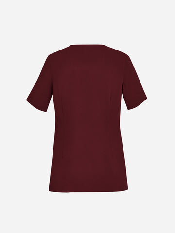 Avery Womens Round Neck Scrub Top Burgundy back view