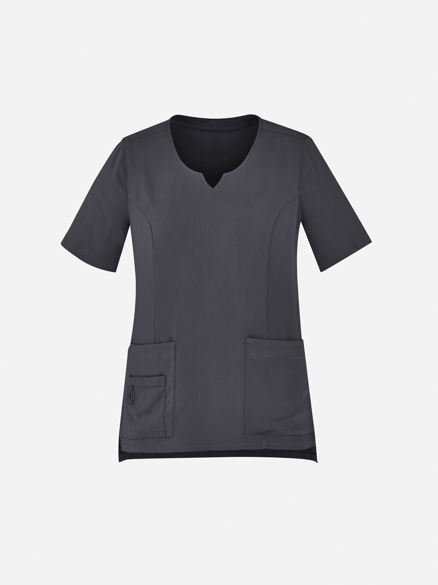 Avery Womens Round Neck Scrub Top Charcoal front view