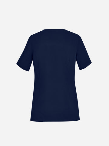 Avery Womens Round Neck Scrub Top Midnight Navy back view