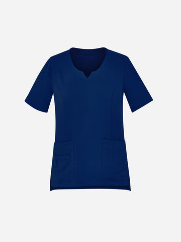 Avery Womens Round Neck Scrub Top Navy front view