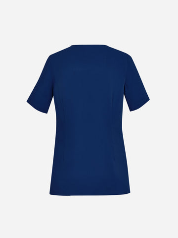 Avery Womens Round Neck Scrub Top Navy back view
