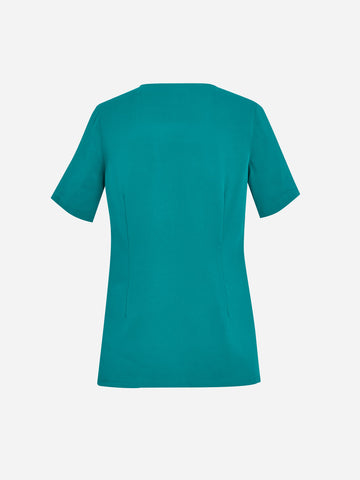 Avery Womens Round Neck Scrub Top Teal back view