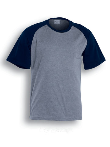 Unisex Adults Raglan Sleeve Tee Shirt in Grey/Navy