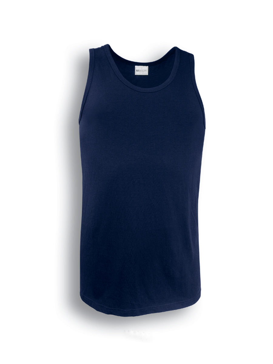 Mens Cotton Singlet in Navy