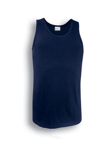 Mens Cotton Singlet in Navy