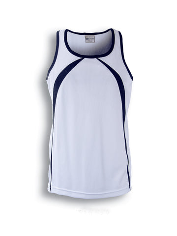 Ladies Breezeway Singlet in White/Navy