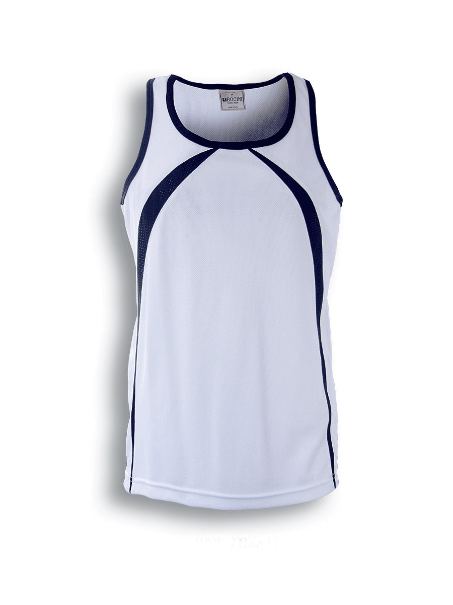 Mens Breezeway Singlet in White/Navy