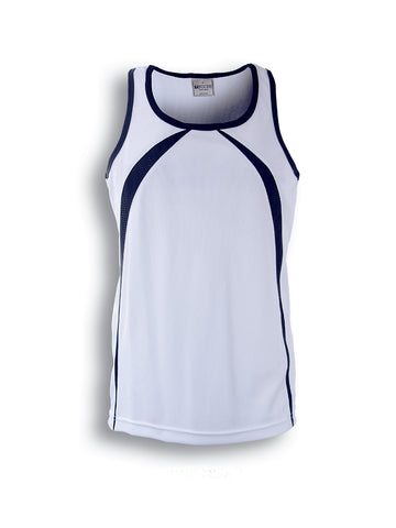 Mens Breezeway Singlet in White/Navy