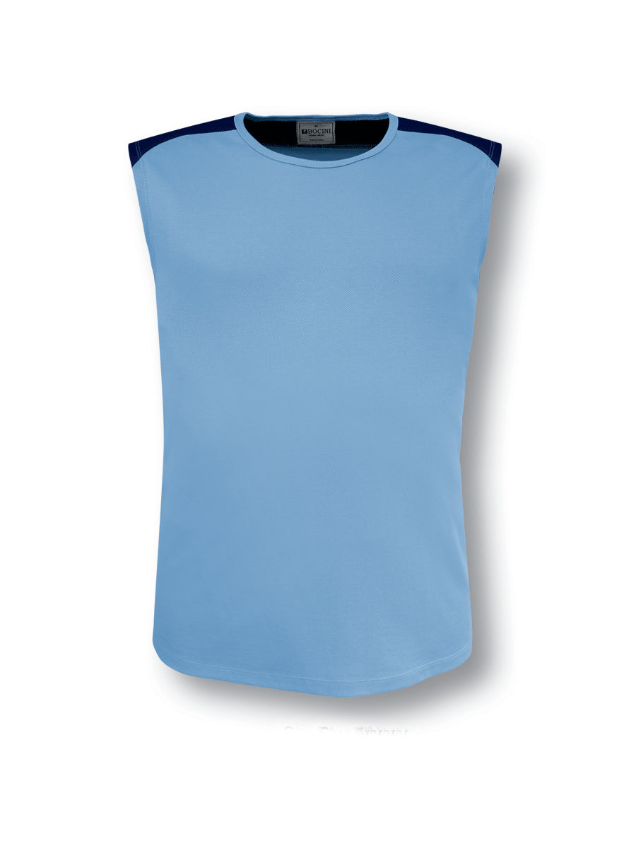 Team Essentials - Mens Contrast Feature Tank in Sky Blue/Navy