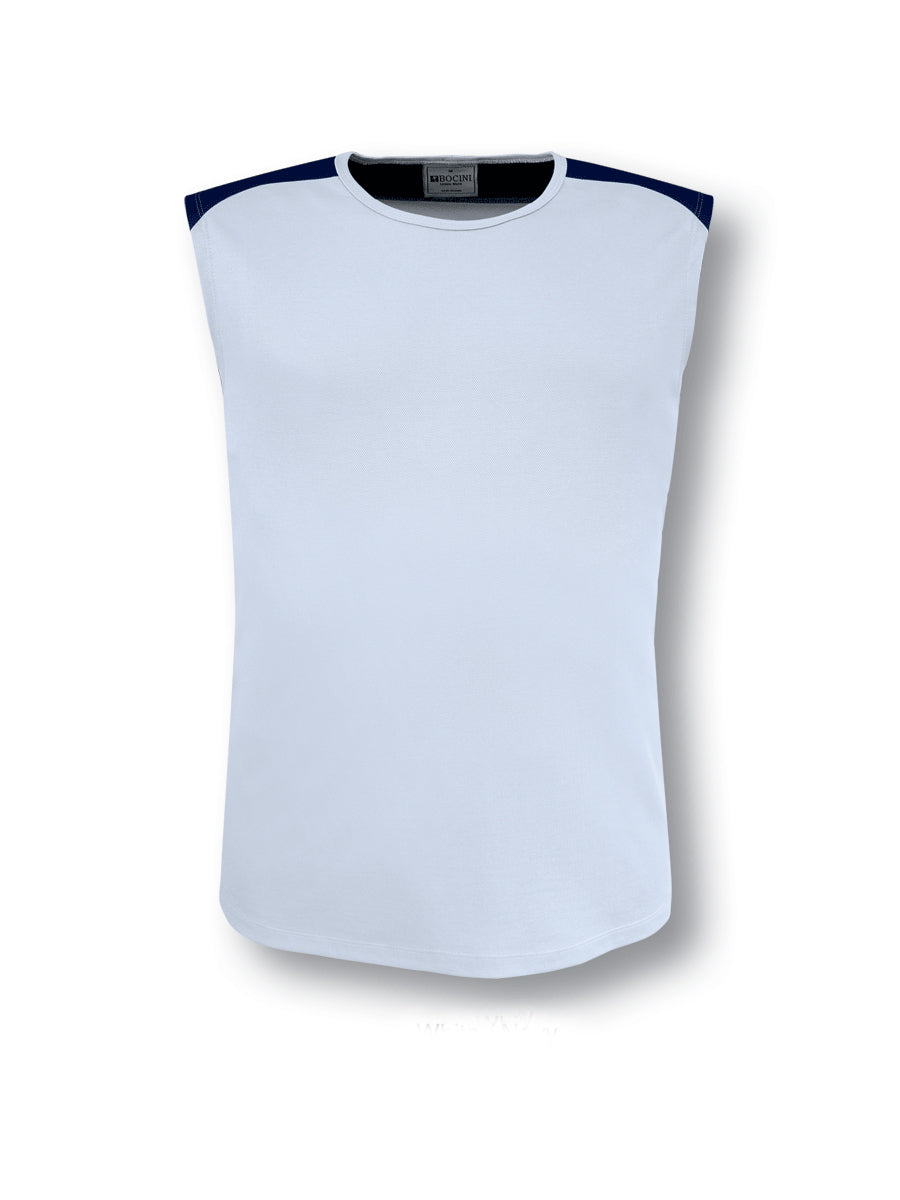 Team Essentials - Mens Contrast Feature Tank in White/Navy