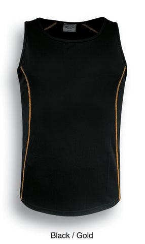 Stitch Feature Essentials-Mens Stitch Singlet in Black/Gold