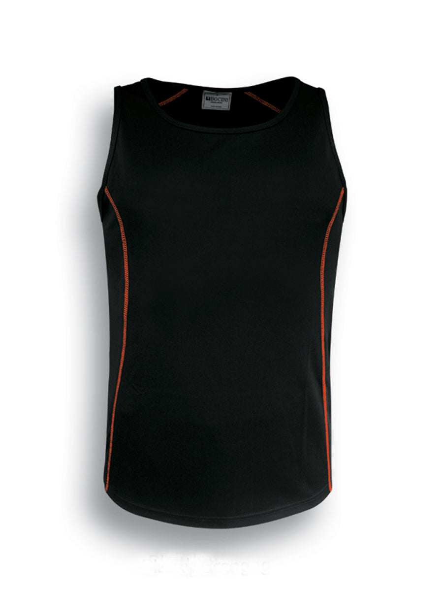 Stitch Feature Essentials-Mens Stitch Singlet in Black/Orange