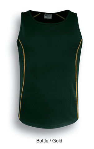 Stitch Feature Essentials-Mens Stitch Singlet in Bottle Green/Gold
