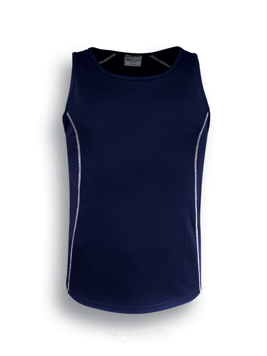 Stitch Feature Essentials-Mens Stitch Singlet in Navy/White