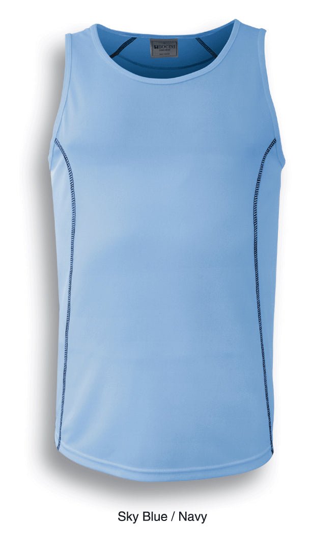 Stitch Feature Essentials-Mens Stitch Singlet in Sky Blue/Navy