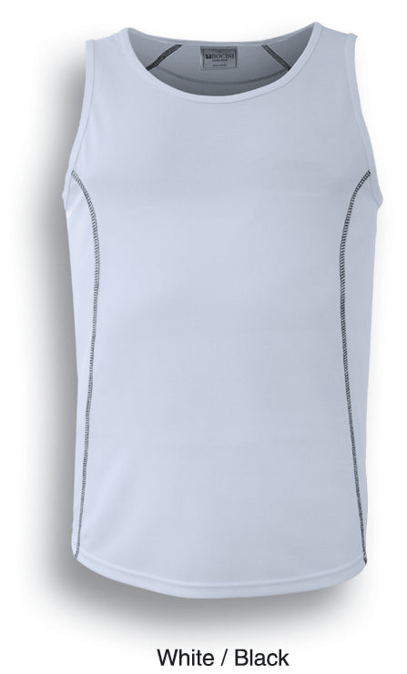 Stitch Feature Essentials-Mens Stitch Singlet in White/Black