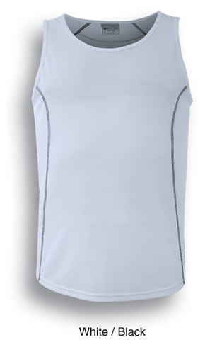Stitch Feature Essentials-Mens Stitch Singlet in White/Black