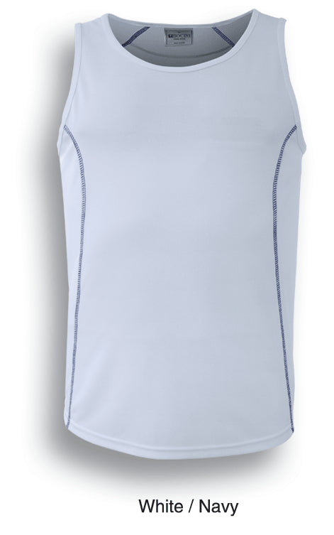 Stitch Feature Essentials-Mens Stitch Singlet in White/Navy