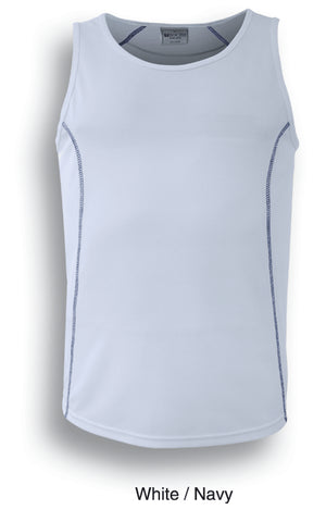 Stitch Feature Essentials-Mens Stitch Singlet in White/Navy