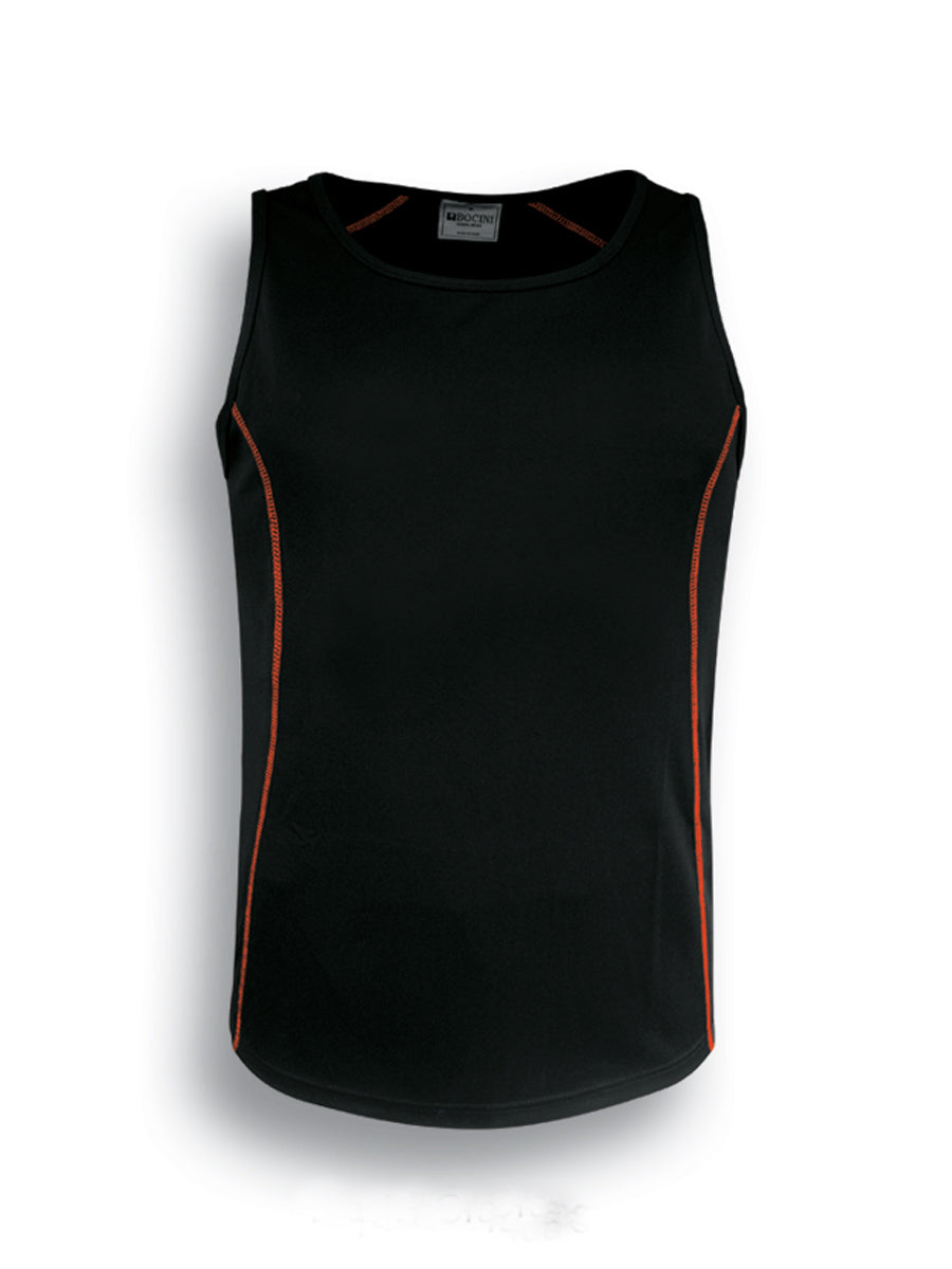Stitch Feature Essentials-Ladies Stitch Singlet in Black/Orange