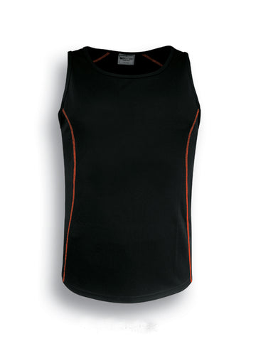 Stitch Feature Essentials-Ladies Stitch Singlet in Black/Orange