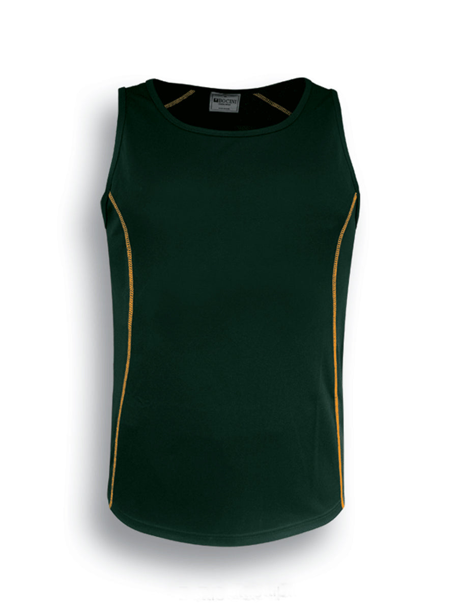 Stitch Feature Essentials-Ladies Stitch Singlet in Bottle Green/Gold
