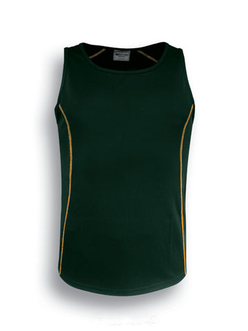 Stitch Feature Essentials-Ladies Stitch Singlet in Bottle Green/Gold