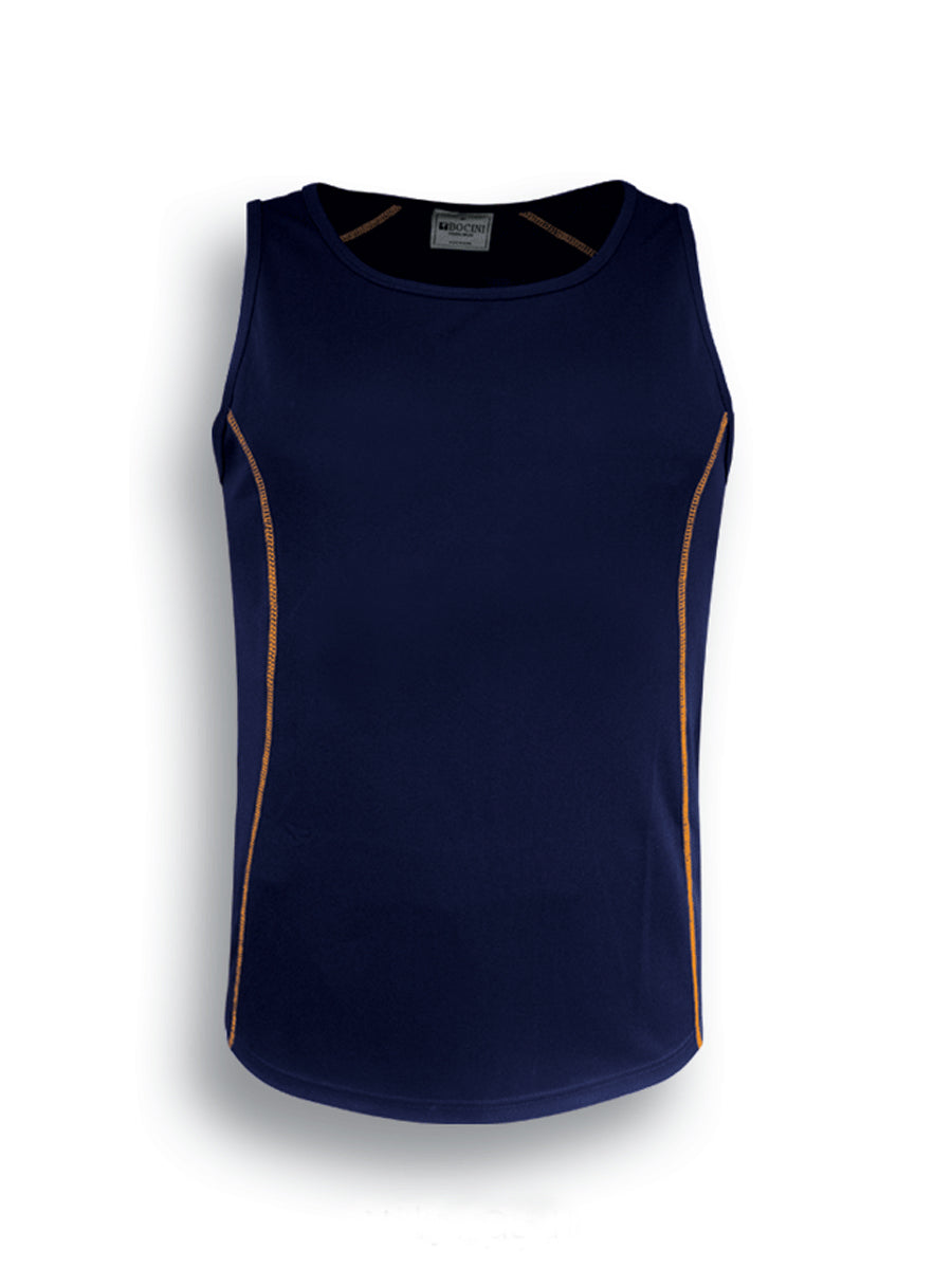 Stitch Feature Essentials-Ladies Stitch Singlet in Navy/Gold
