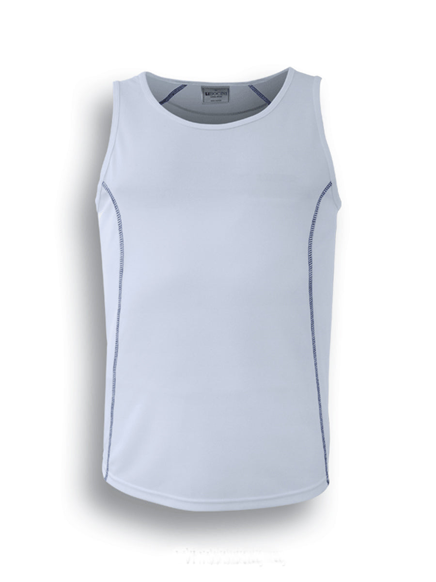 Stitch Feature Essentials-Ladies Stitch Singlet in White/Navy