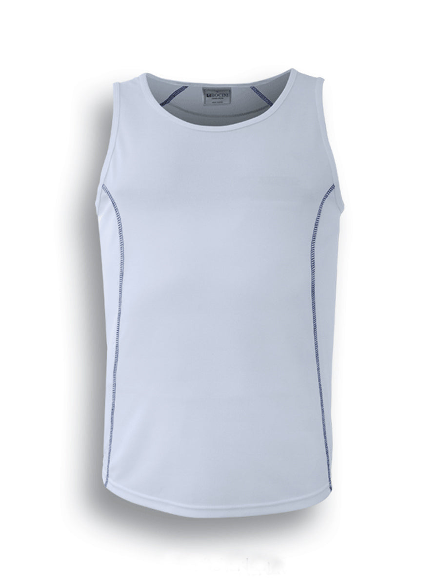 Stitch Feature Essentials-Kids Stitch Singlet in White/Navy