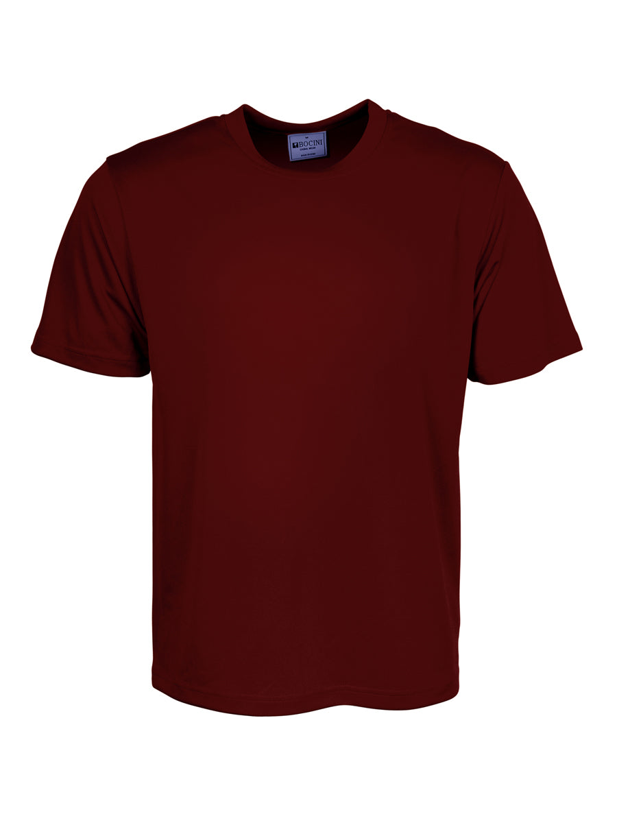 Unisex Adults Plain Breezeway Micromesh Tee Shirt in Burgundy