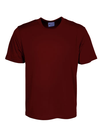 Unisex Adults Plain Breezeway Micromesh Tee Shirt in Burgundy