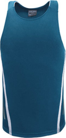 Unisex Elite Sports Singlet in Cyan/White