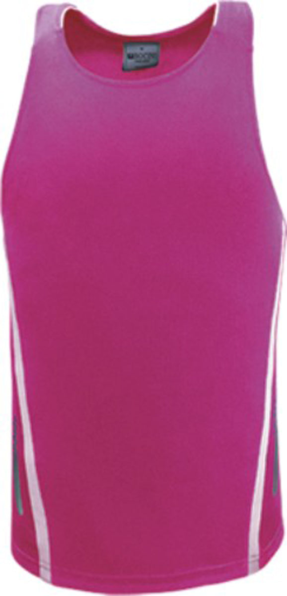 Unisex Elite Sports Singlet in Magenta/White