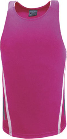 Unisex Elite Sports Singlet in Magenta/White