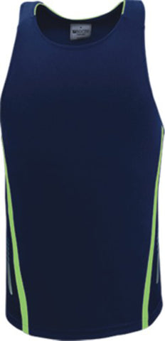 Unisex Elite Sports Singlet in Navy/Lime