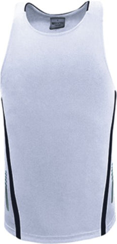 Unisex Elite Sports Singlet in White/Navy