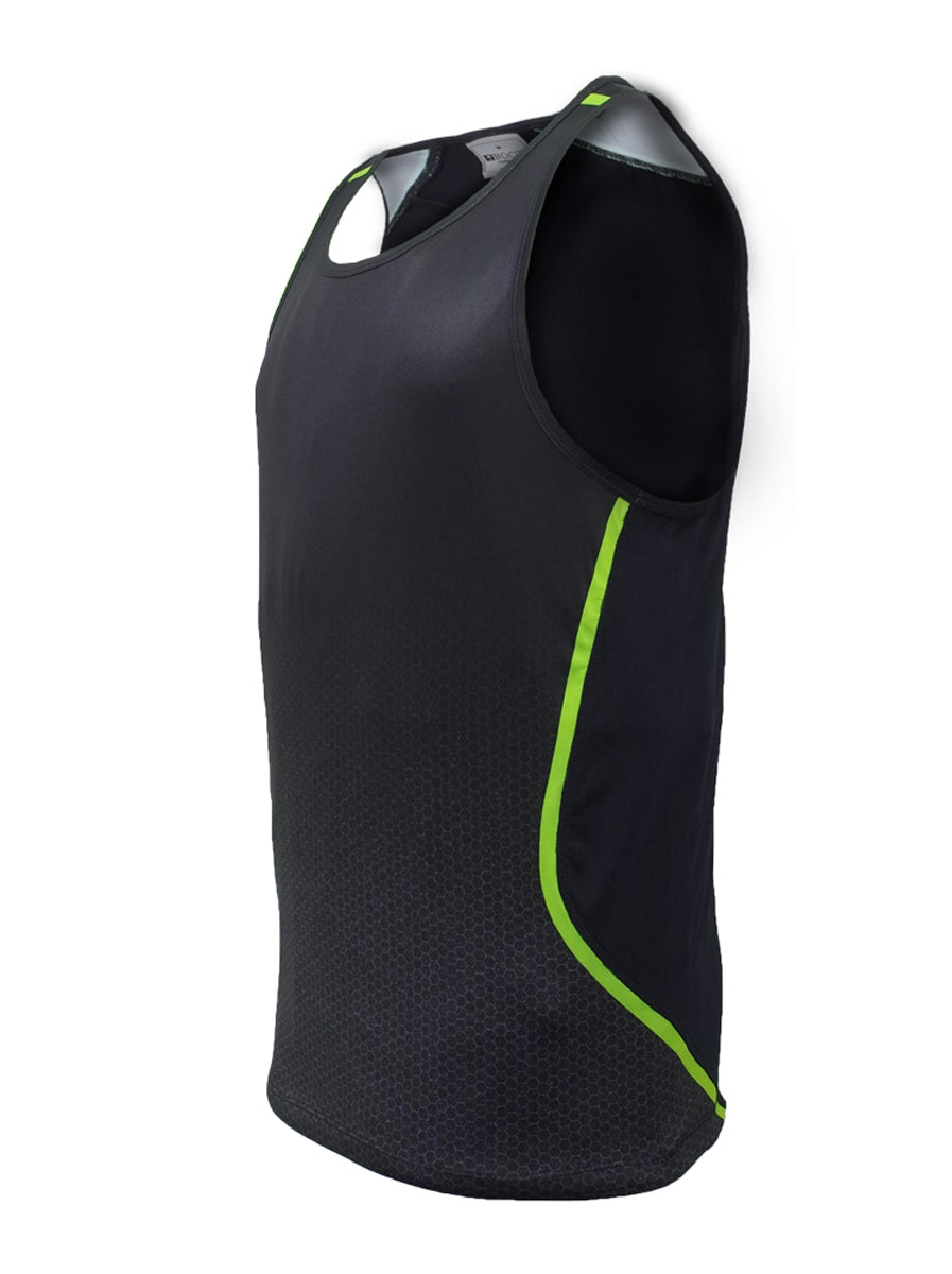 Unisex Adults Sublimated Sports Singlet in Black/Lime