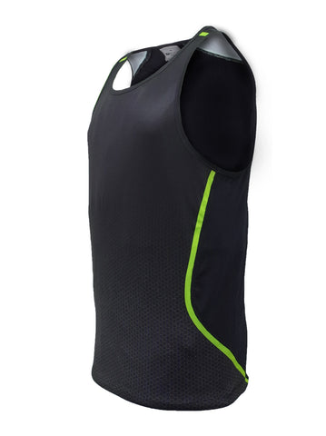 Unisex Adults Sublimated Sports Singlet in Black/Lime