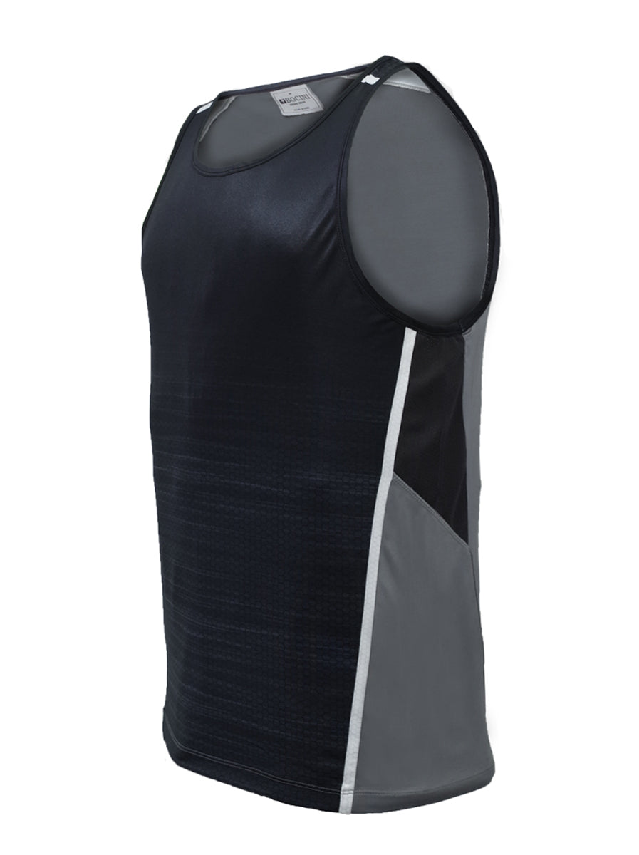 Unisex Adults Sublimated Panel Singlet in Black/Grey