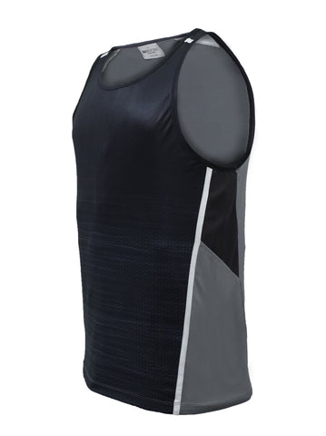 Unisex Adults Sublimated Panel Singlet in Black/Grey